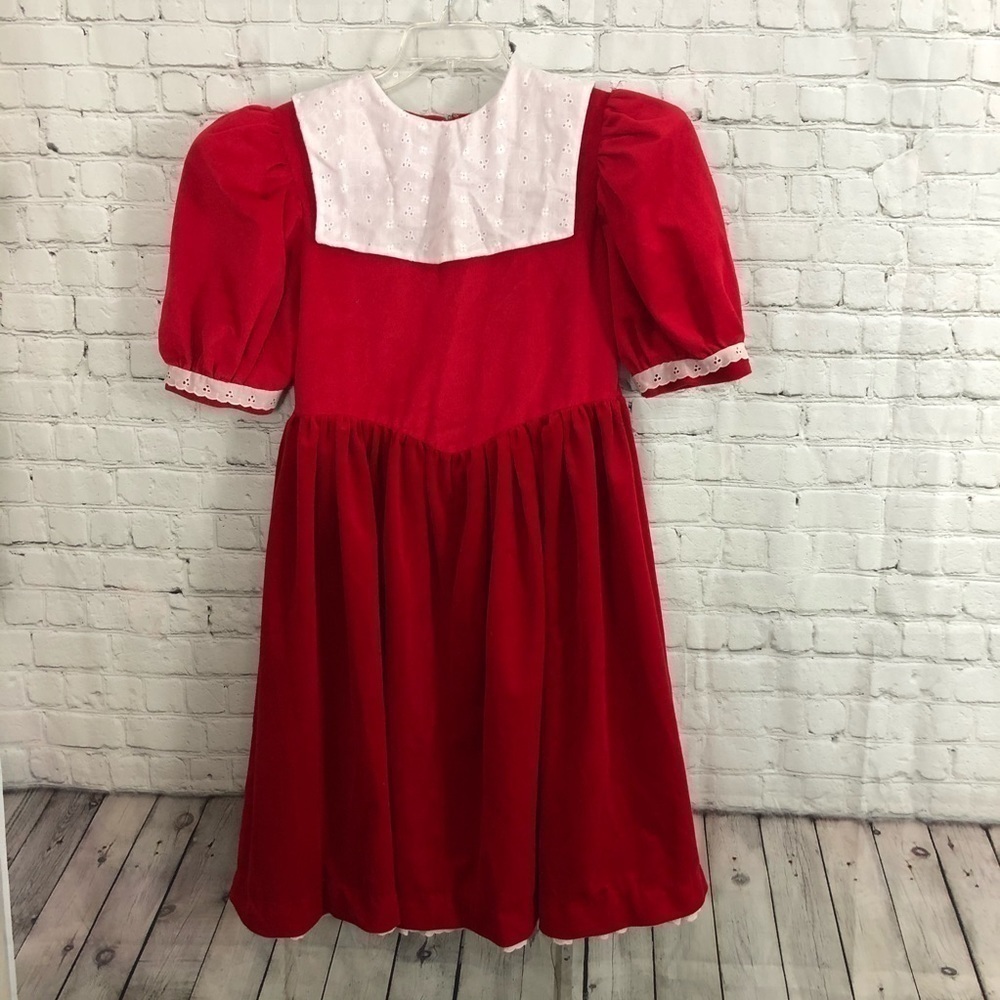Girls’s Red and White Long Dress - Size: Large